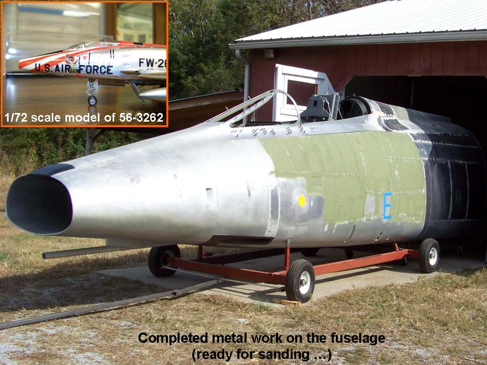 Fuselage segment shown outside, ready for sanding. Click on the picture to enlarge it.